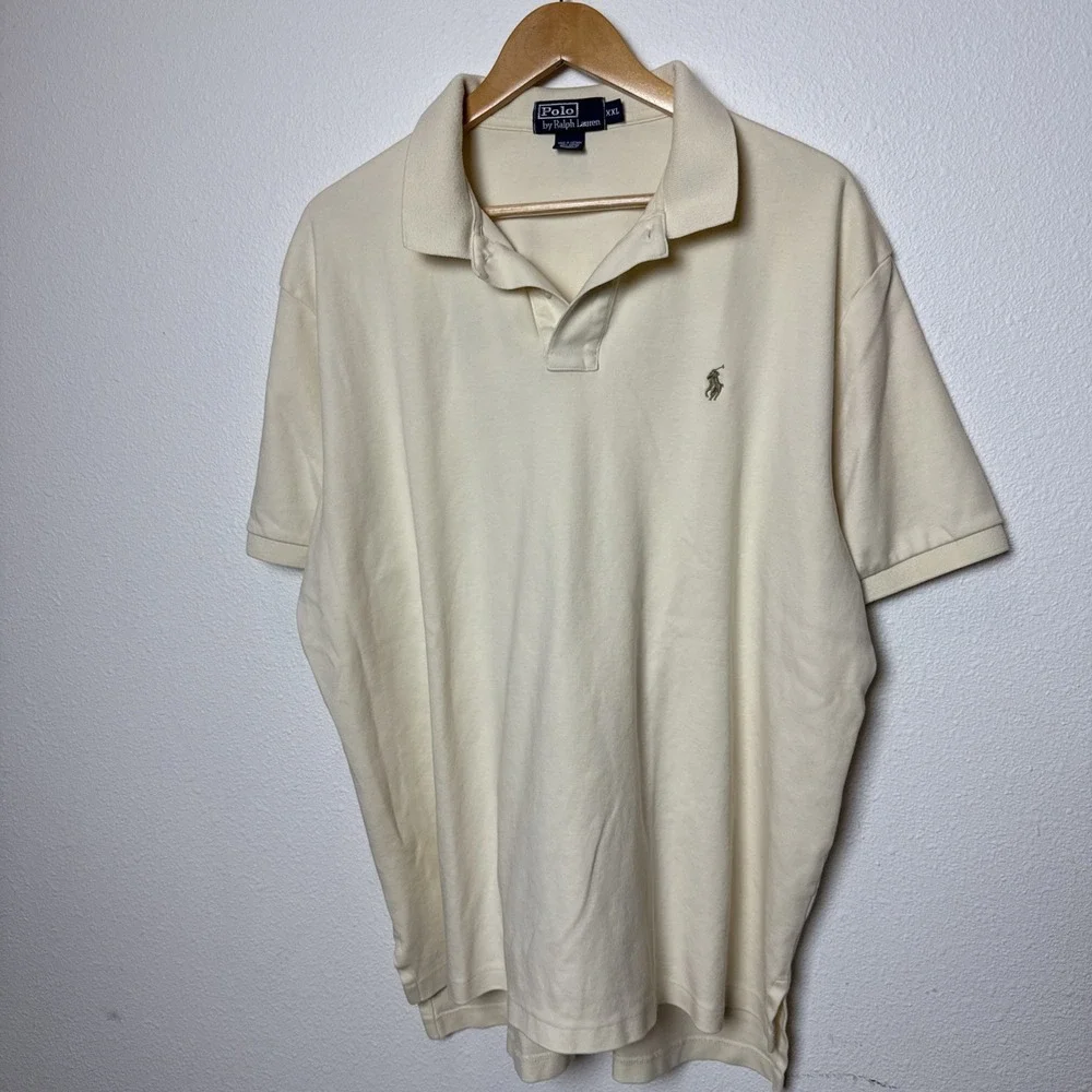 Polo‎ Ralph Lauren Men's Polo Shirt Size XXL 2x Large Yellow Ivory Brown